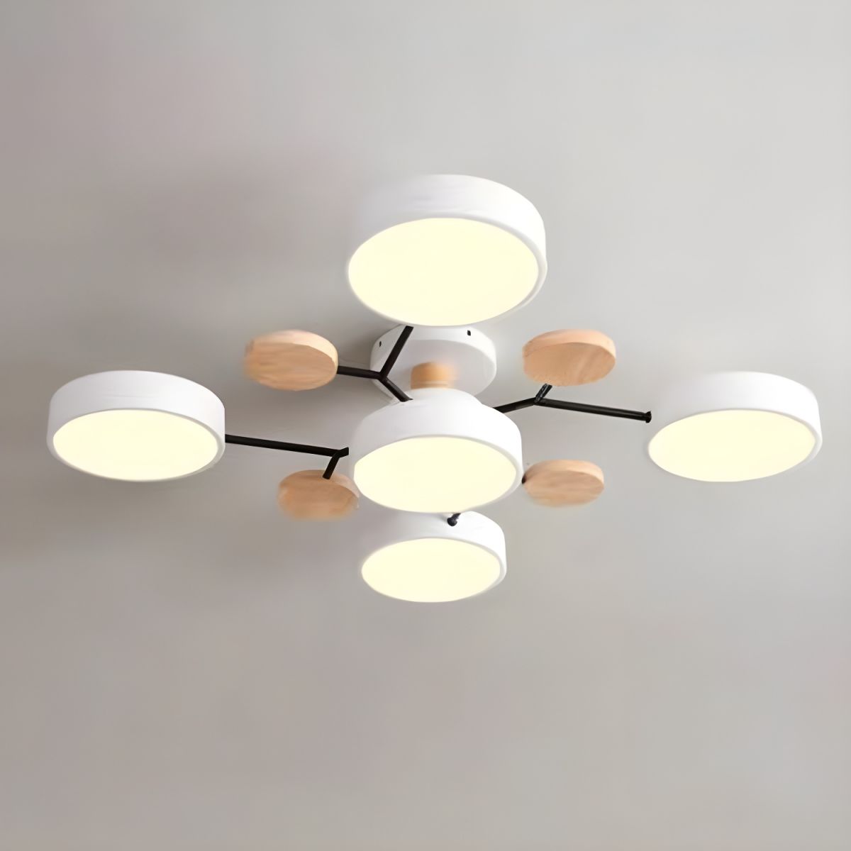 Round Multi-Light LED Ceiling Fixture – Metal Flush Mount Lamp with Integrated Bulbs, Even Ambient Lighting for Living Room, Dining Room | Thomler