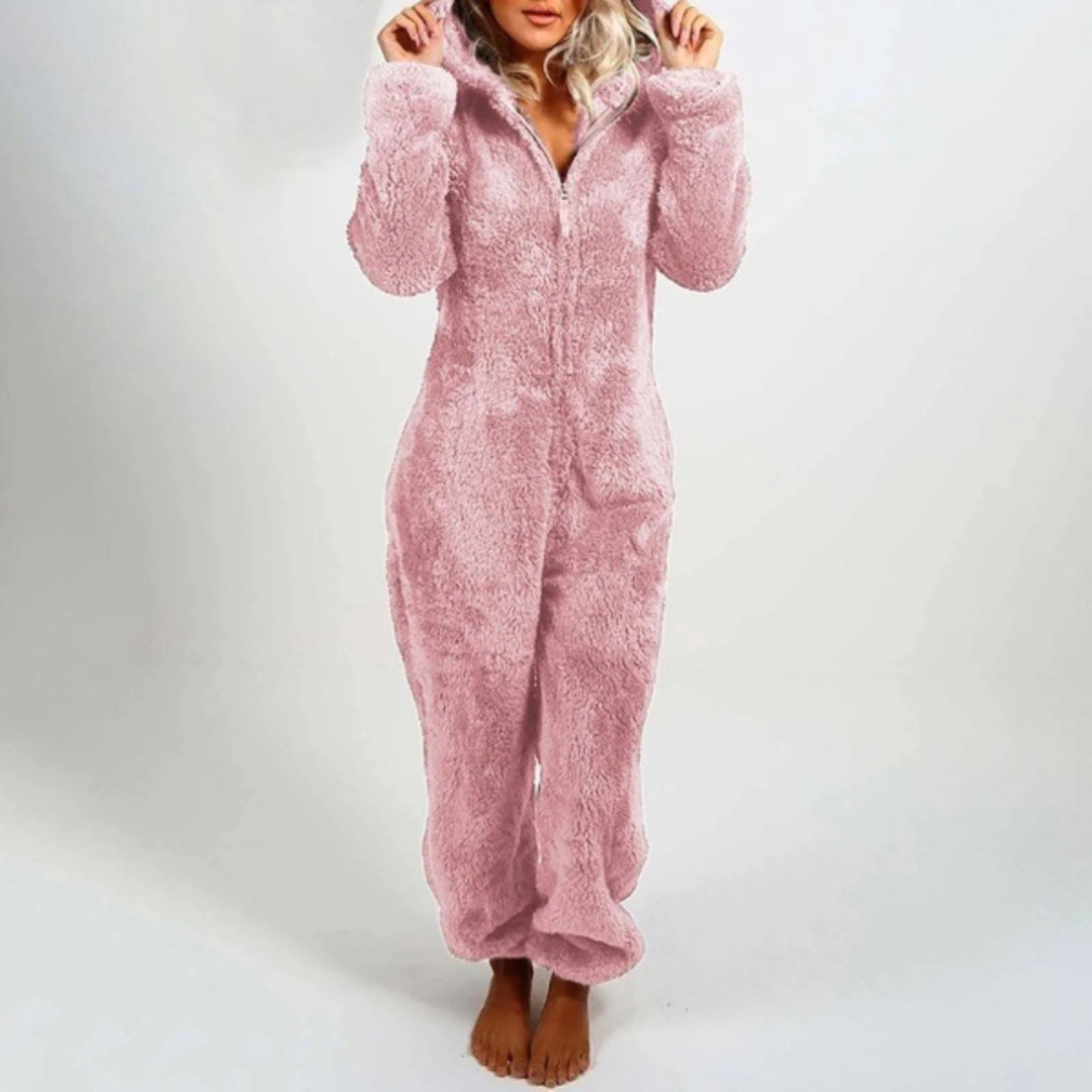 Women's Full-Zip Fleece Onesie Pajama – Plush Loungewear Jumpsuit for Winter Nights, Relaxed Fit Sleepwear for Cold Weather, Cozy Homewear | Thomler