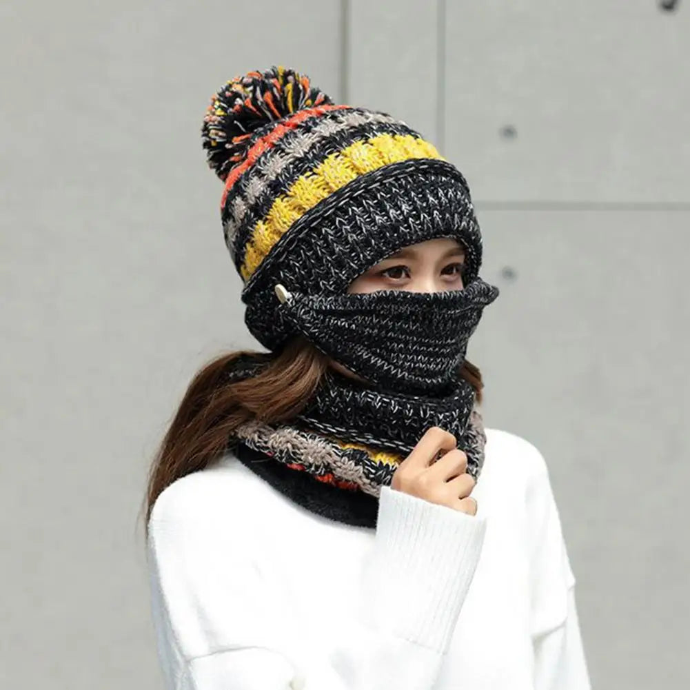 Winter Beanie and Neck Warmer Combo with Fleece Interior and Removable Shield | Thomler
