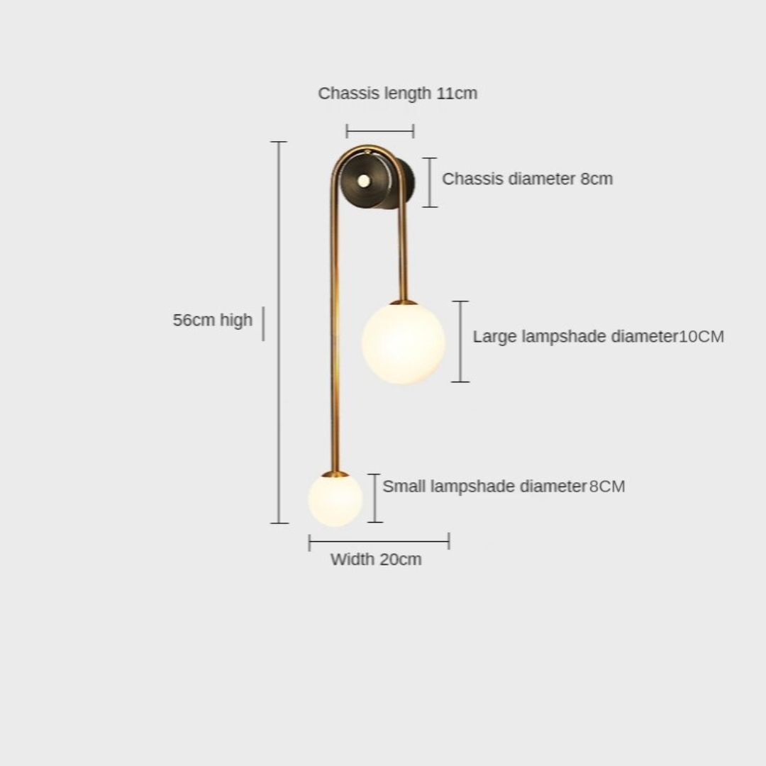 Glass Shade Wall Sconce Light with Brass-Finish Metal Frame for Hallway, Bedroom, Living Room & Bathroom Lighting | Thomler