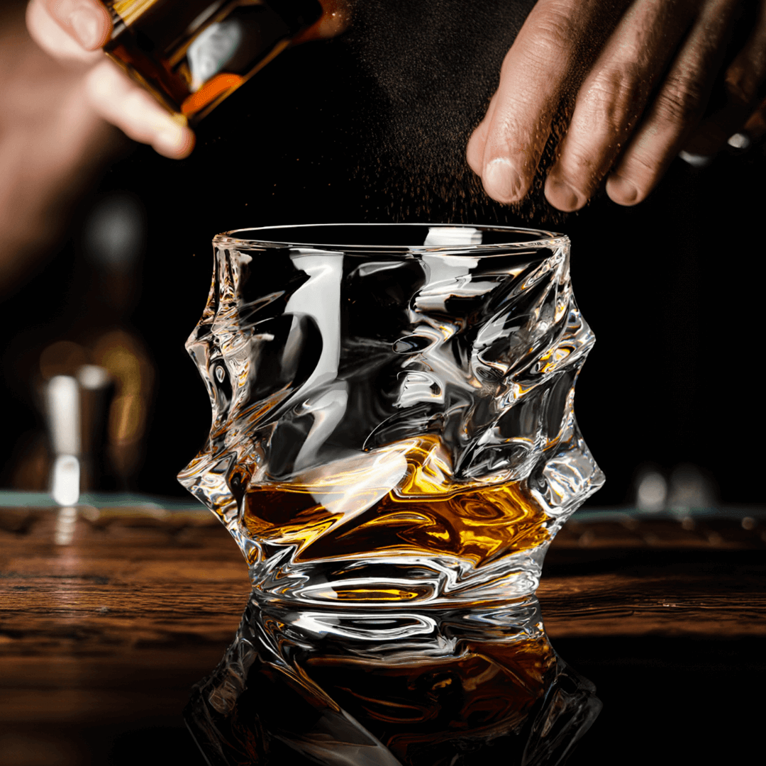 Textured Crystal Whiskey Tumbler Set – Premium Handmade Glassware for Bourbon & Scotch | Thomler