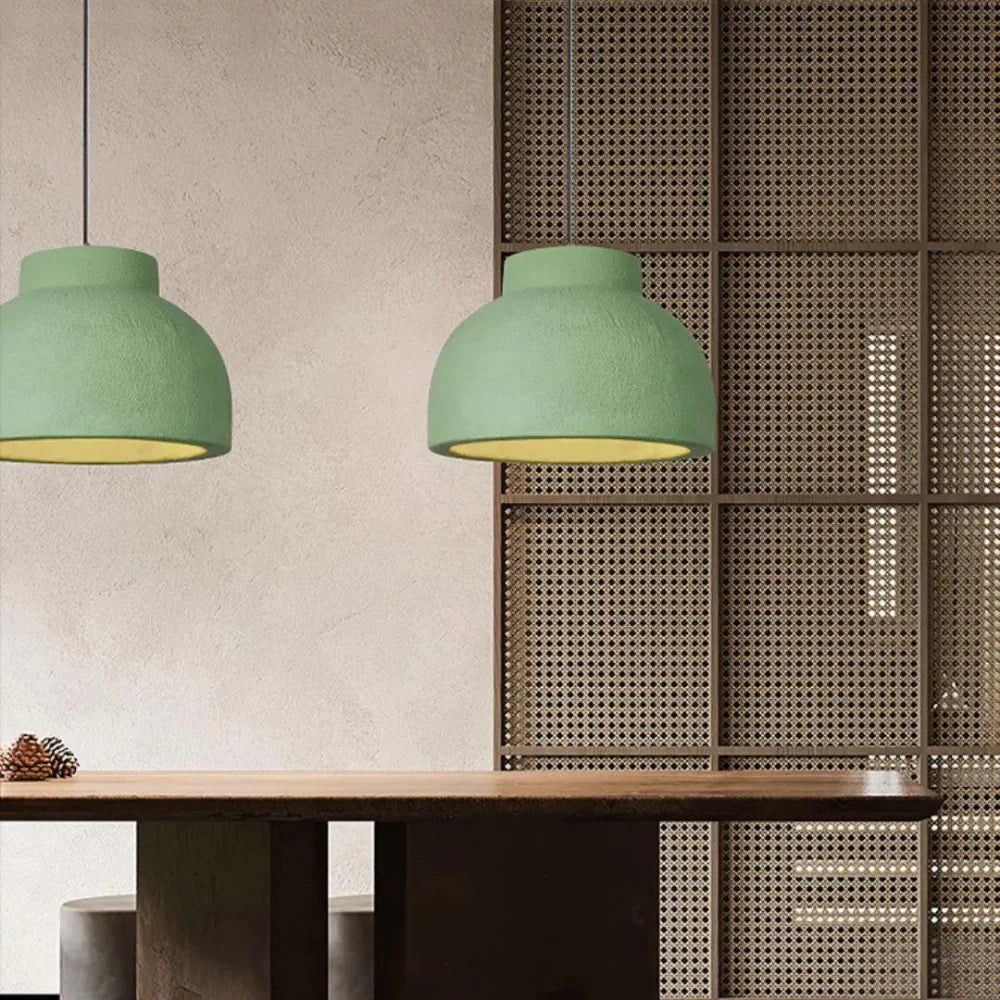 Pendant Light Polystyrene Dome 15.4 in White Dining Room Kitchen Island Hanging Ceiling Lamp Minimalist Nordic Wabi Sabi | Thomler