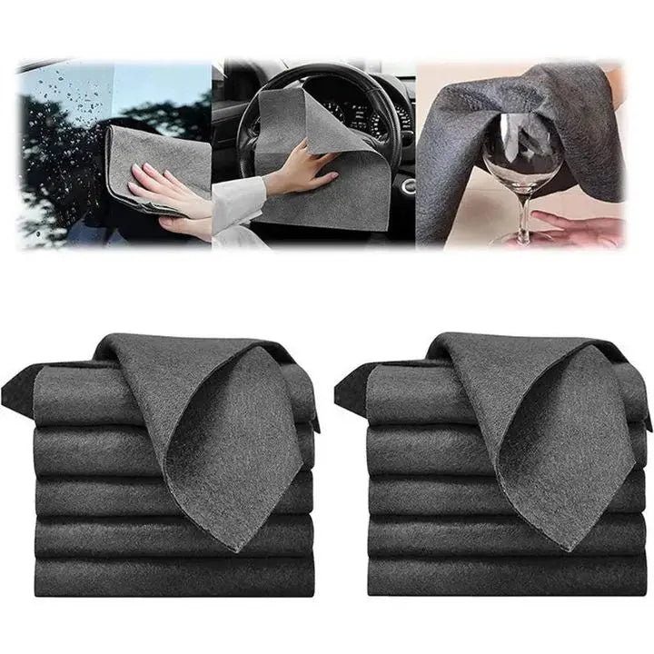 Microfiber Cleaning Cloths 10-Pack Lint-Free Streak-Free for Glass Windows Mirrors Kitchen Stainless Steel Car Detailing No Chemicals | Thomler