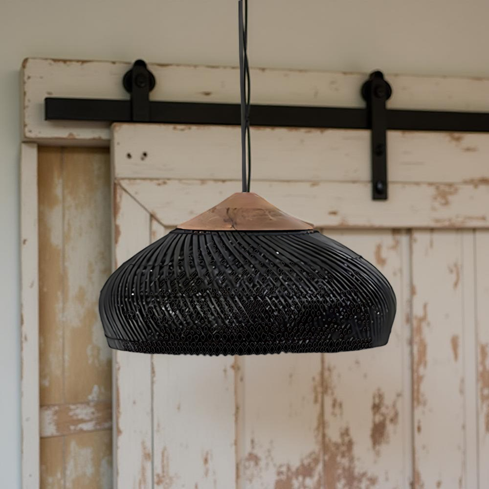 Pendant Light Rattan Woven 23.6 in Natural Dining Room Kitchen Island Hanging Ceiling Lamp Boho Farmhouse Lighting | Thomler