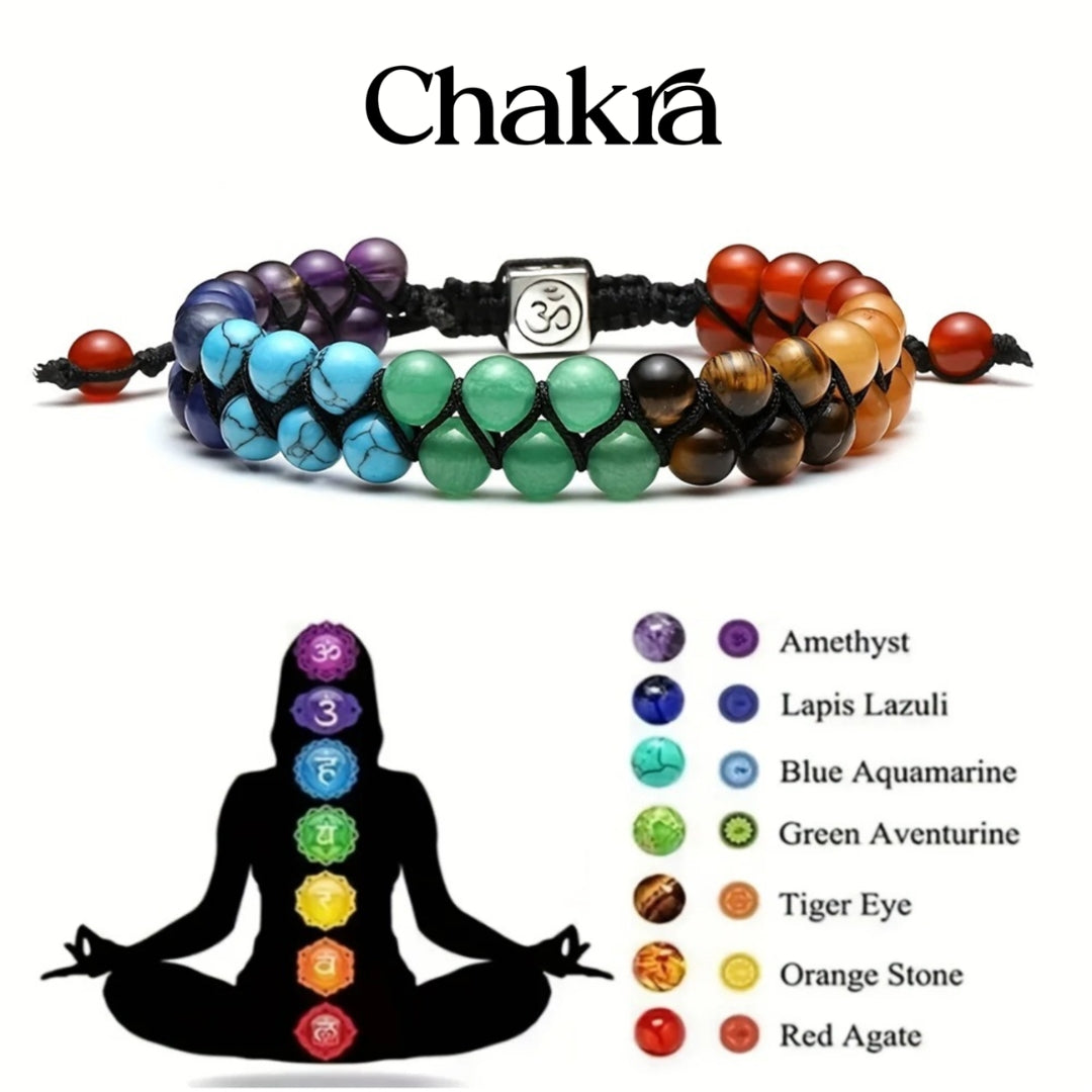 Natural Stone Chakra Bracelet – Adjustable Braided Cord Design for Men & Women, Lightweight & Colorful | Thomler