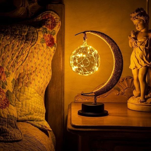 Table Lamp 11 in (28 cm) LED Celestial Moon Night Light Bedroom Living Room Decorative Lamp | Thomler