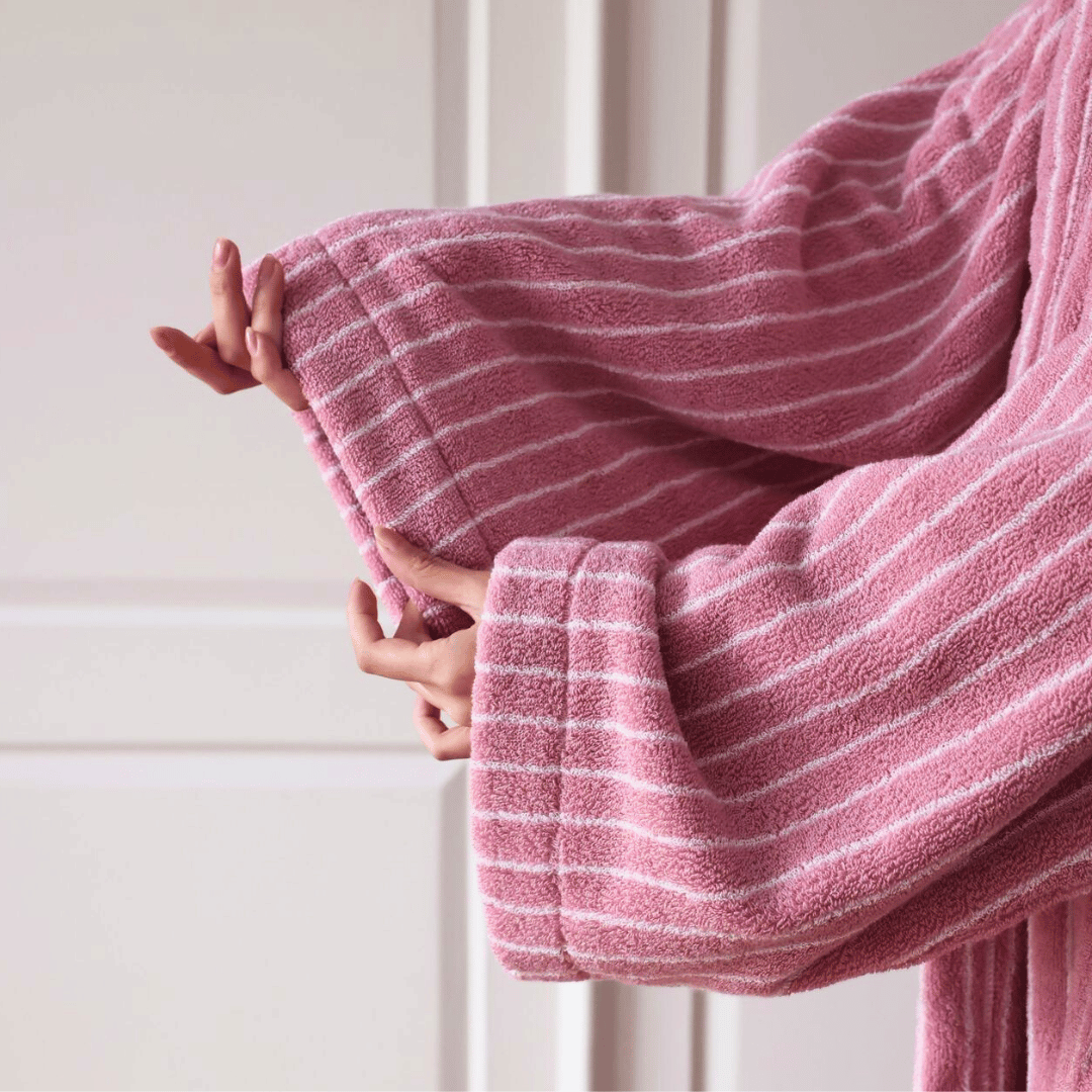 Heavyweight Striped Jacquard Organic Cotton Spa Bathrobe for Women & Men | Thomler