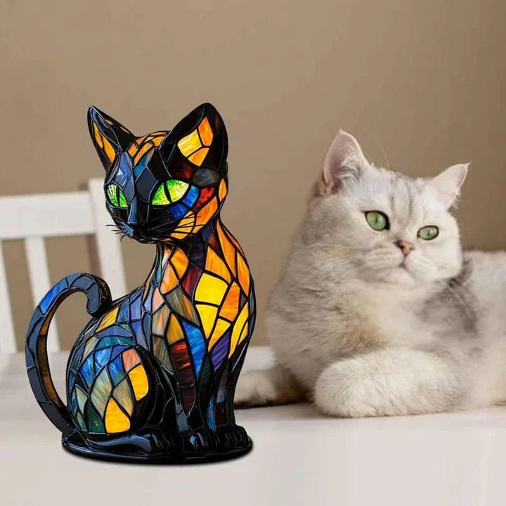 Artisan Feline Silhouette Night Light – Soft LED Glow Table Accent for Bedroom, Nursery & Living Room Decor | Thomler