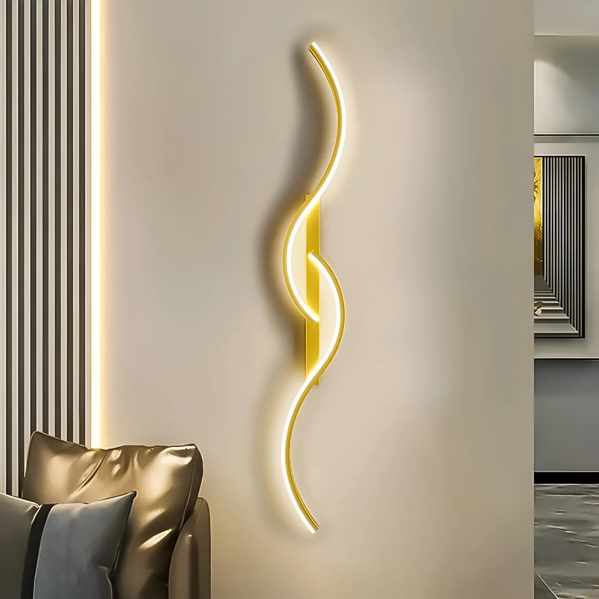 Sleek Arc LED Wall Sconce | Indoor Accent Lighting for Bedroom, Hallway, Living Room & Stairway | Contemporary Linear Design | 24 to 47 Inch | Thomler