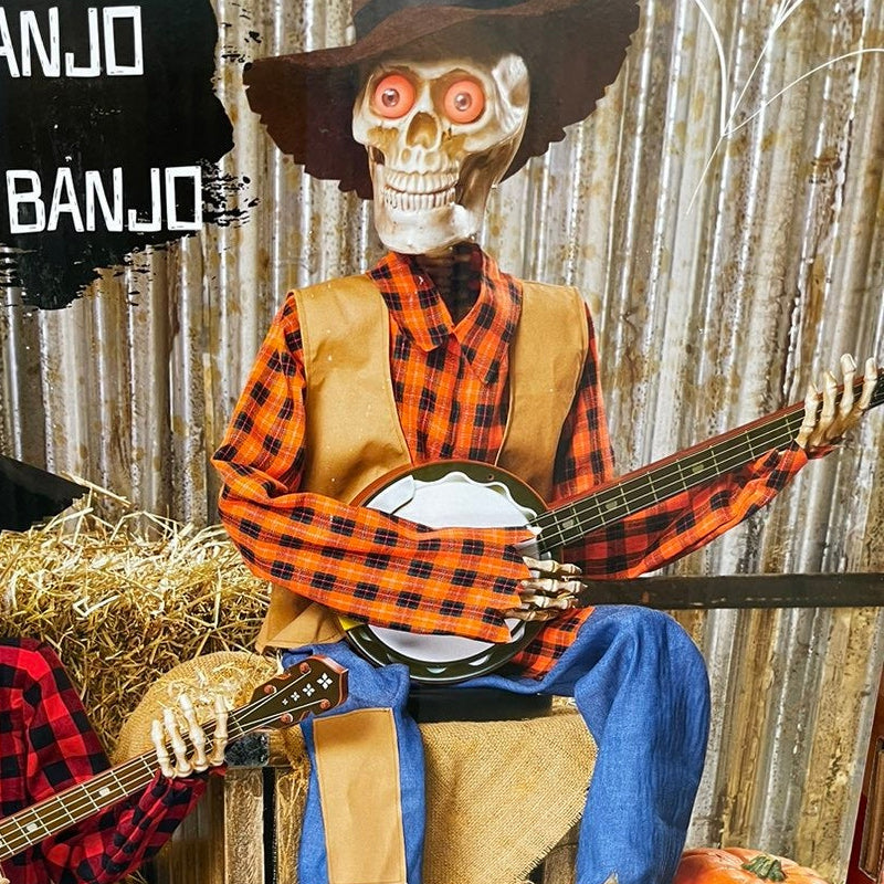 Musical Skeleton Banjo Duo – Motion-Activated Halloween Decoration with Sound & Light | Thomler