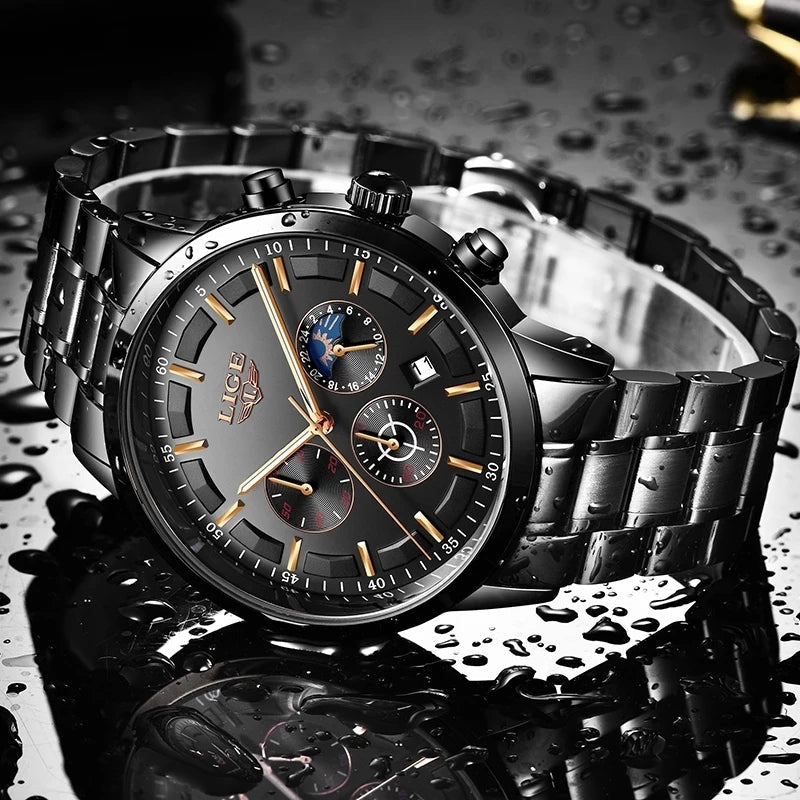 Men's Stainless Steel Watch with Date Display & Mineral Crystal Face | Thomler