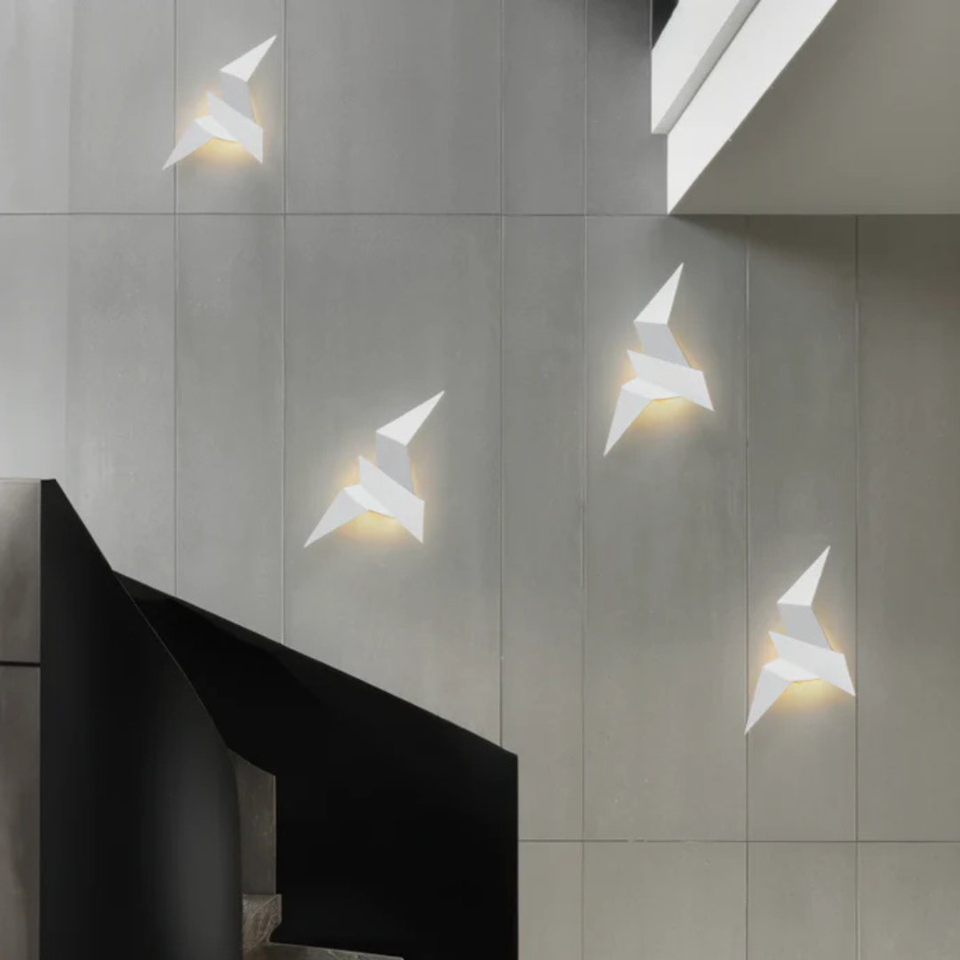 Folded Metal Wall Sconce with Geometric Silhouette | Warm White LED Accent Light for Living Room, Bedroom, Hallway | Modern Sculptural | Thomler
