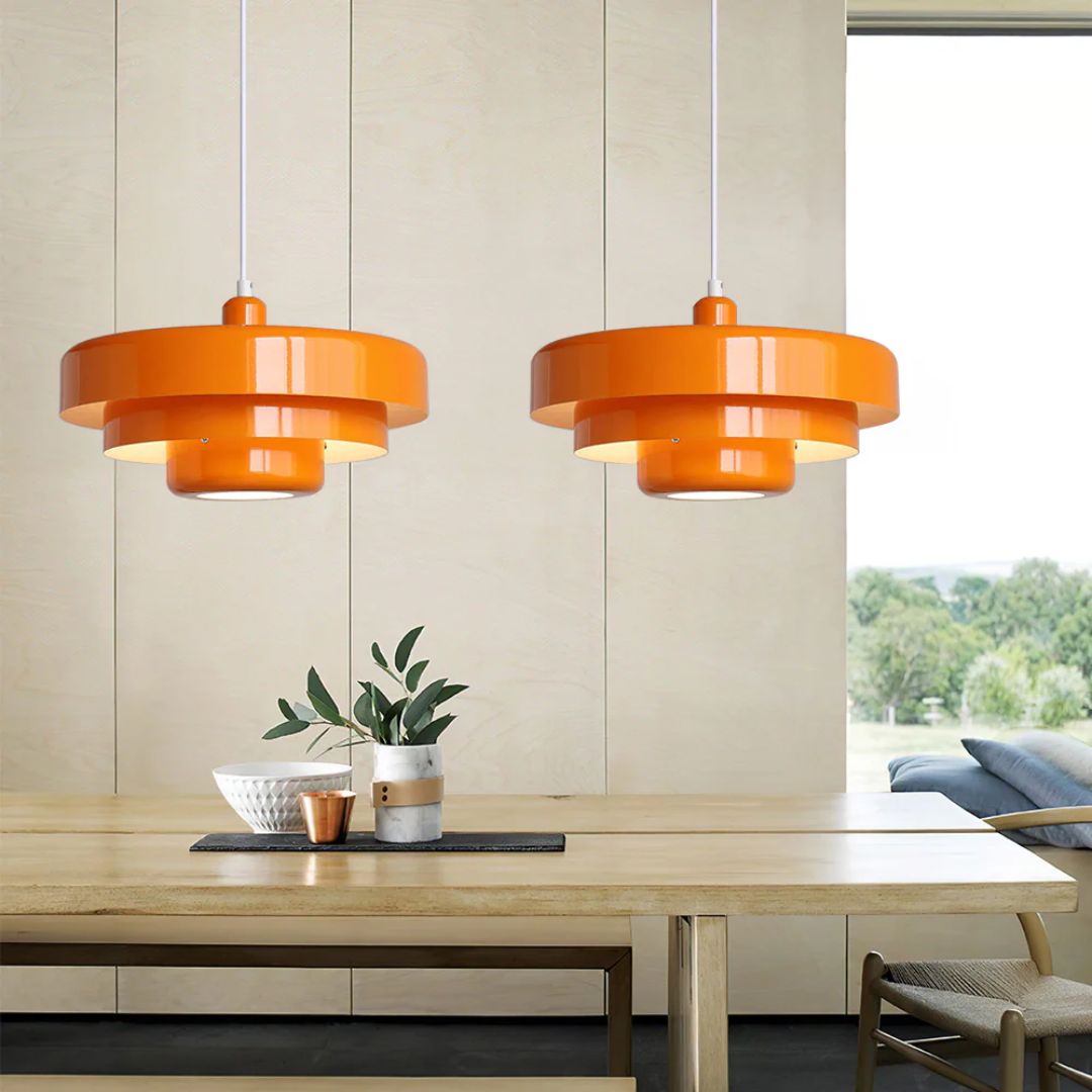 Pendant Light Laminated Metal Ø35.0 cm Adjustable Orange Dining Room Living Room Hanging Ceiling Lamp | Thomler