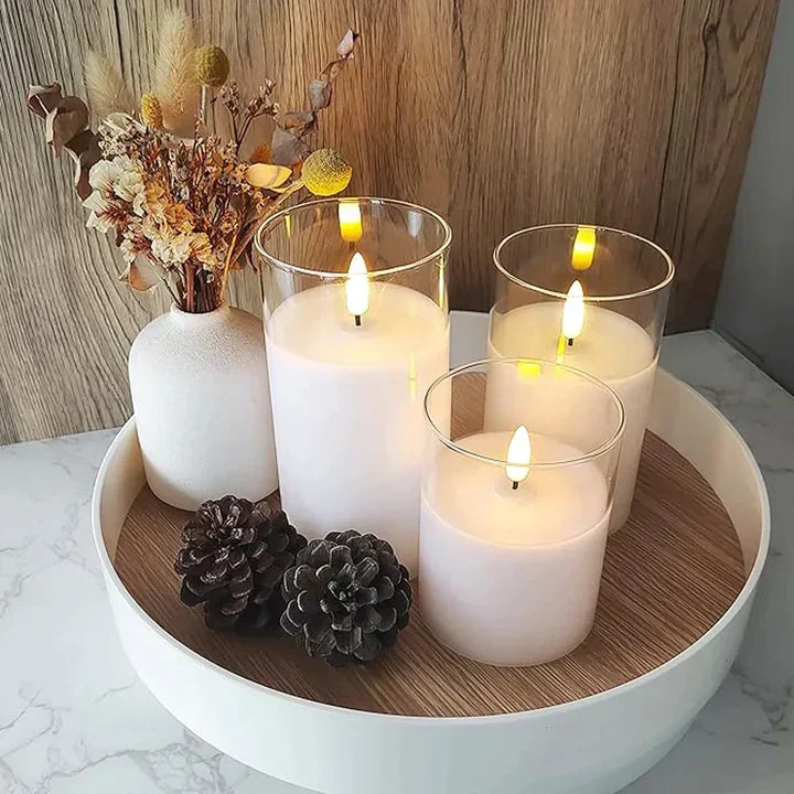 Battery-Operated Flameless LED Candle Set with Realistic Flicker Effect for Home Decor, Dining Tables & Outdoor Use – Safe Wax-Free | Thomler