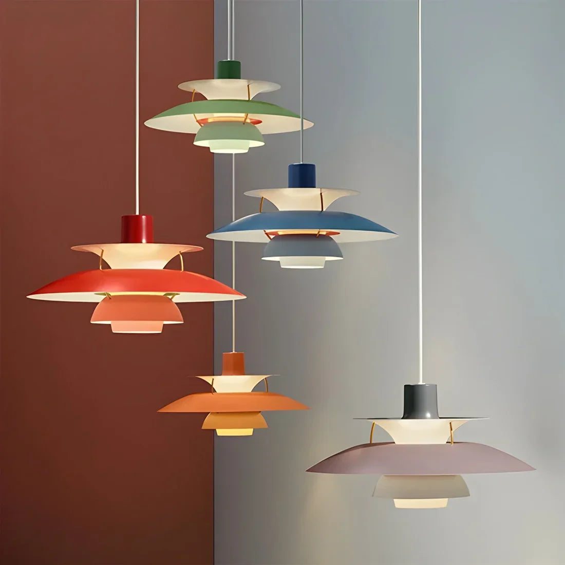 Pendant Light Alloy E27 Green Dining Room Scandinavian Layered Ceiling Hanging Living Room Ambient Lighting | Thomler