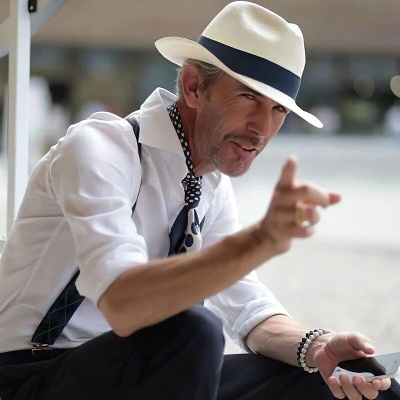 UPF 50+ Straw Fedora Hat with Wired Brim and Leather Band for Men & Women | Thomler