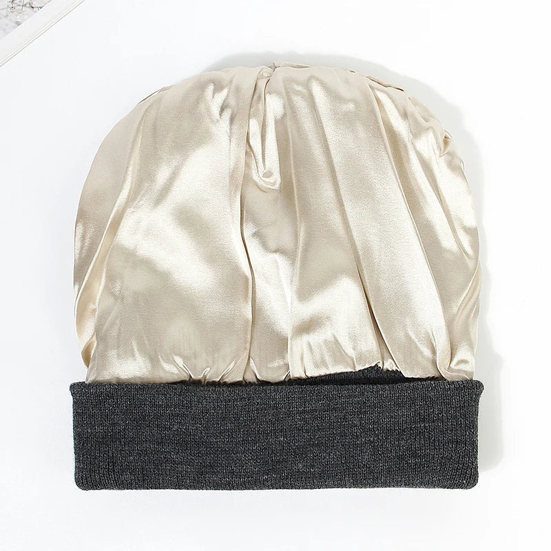 Women's Knit Beanie with Silky Interior Lining – Cold Weather Hair Protection Cap for Winter | Thomler
