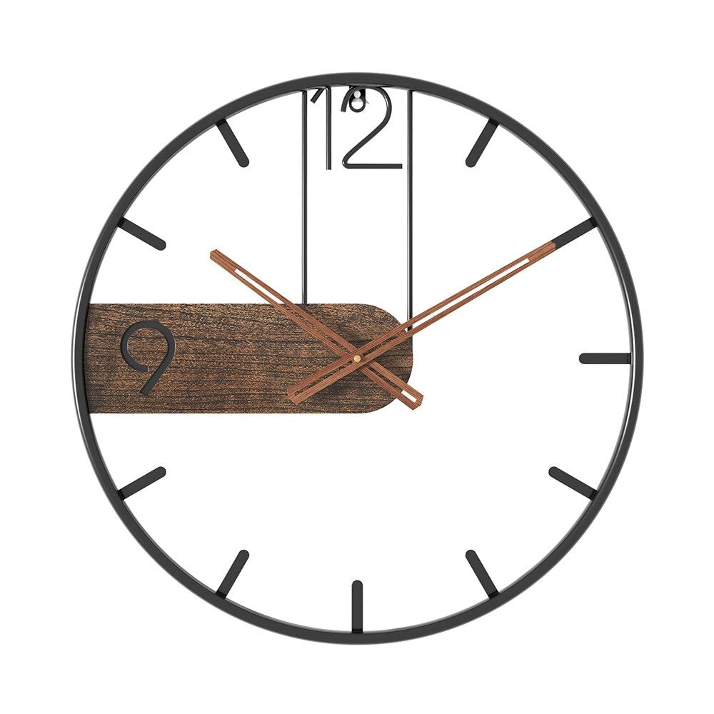 Quiet Wood & Metal Wall Clock | Round Timepiece 16-20 Inch | Battery Operated Silent Sweep for Bedroom Office Kitchen Living Room Decor | Thomler