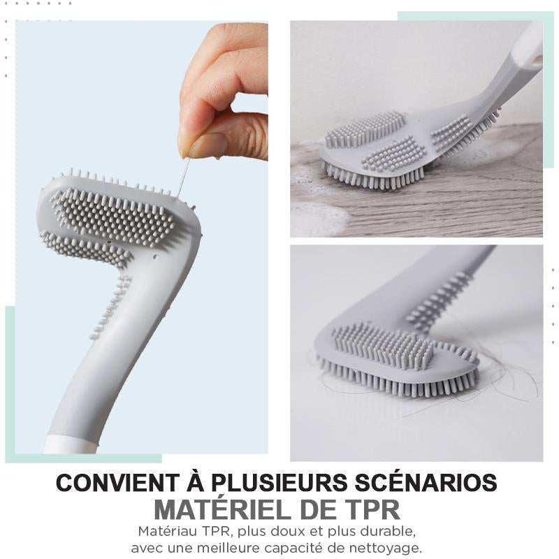 Long-Handle Toilet Brush with Triangular Head for Deep Bowl Cleaning – Wall-Mount Holder Included – Scratch-Free TPR Bristles for Bathroom | Thomler