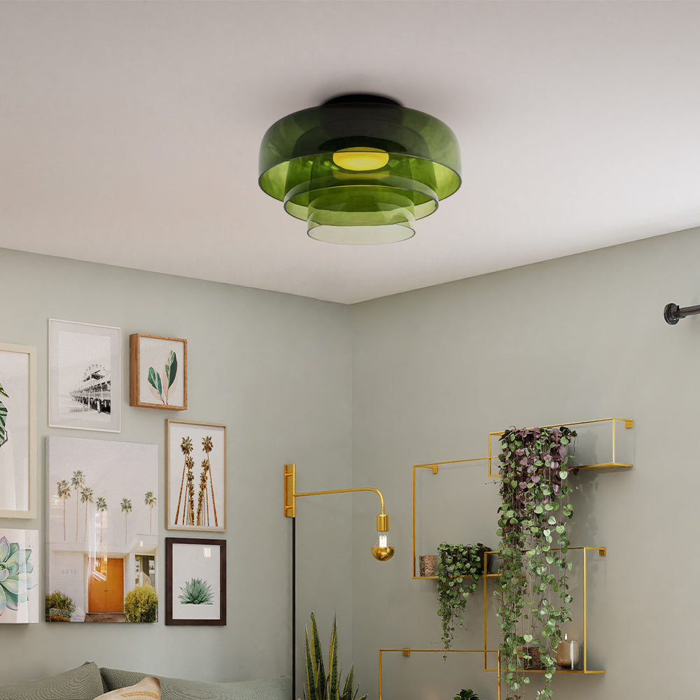 Layered Glass Ceiling Light Modern Multi-Tier Flush Mount Fixture with LED Hardwired for Kitchen Dining Room Bedroom Living Room | Thomler