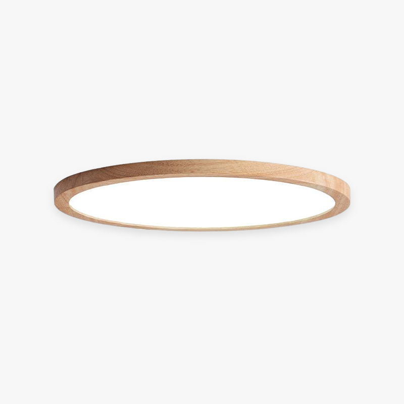Round Wood Flush Mount Ceiling Light – Modern LED Fixture for Living Room, Bedroom & Kitchen | Thomler