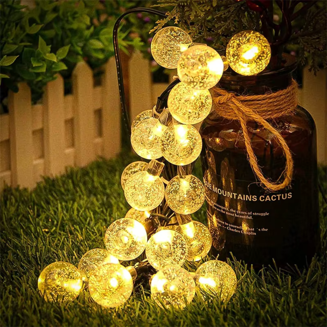 Solar-Powered Crystal Globe String Lights – Waterproof LED Outdoor Decor for Camping, Patio & Backyard | Thomler