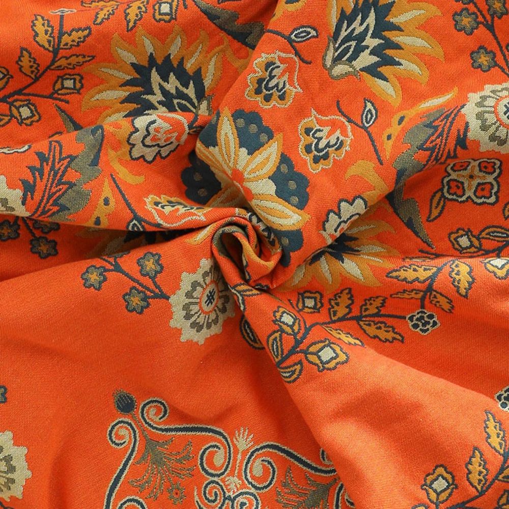 Reversible Cotton Throw Blanket with Floral Pattern Orange & Teal for Couch Sofa Bed Picnic Beach Home Decor | Thomler