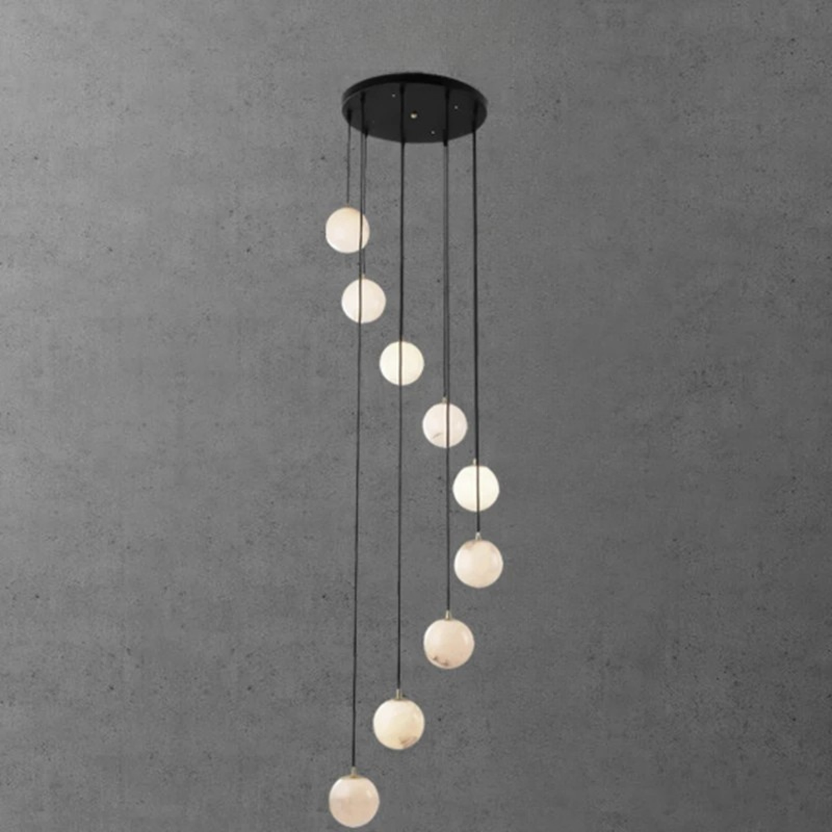 Spiral Globe Chandelier for Staircases and Foyers – Adjustable Drop with 3 to 18 Lights | Thomler