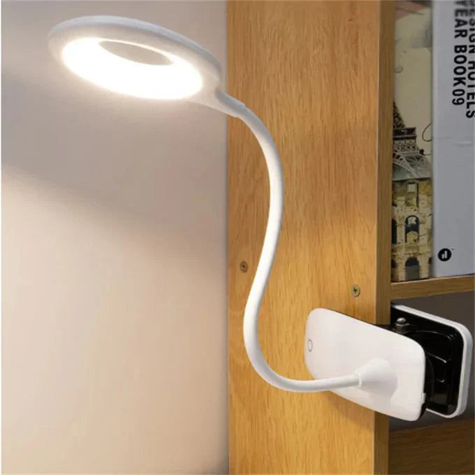 Reading Lamp Plastic 45.0 cm (17.7") Flexible Gooseneck White Bedside Desk Clip On LED Light USB Rechargeable Travel Reading Lamp | Thomler