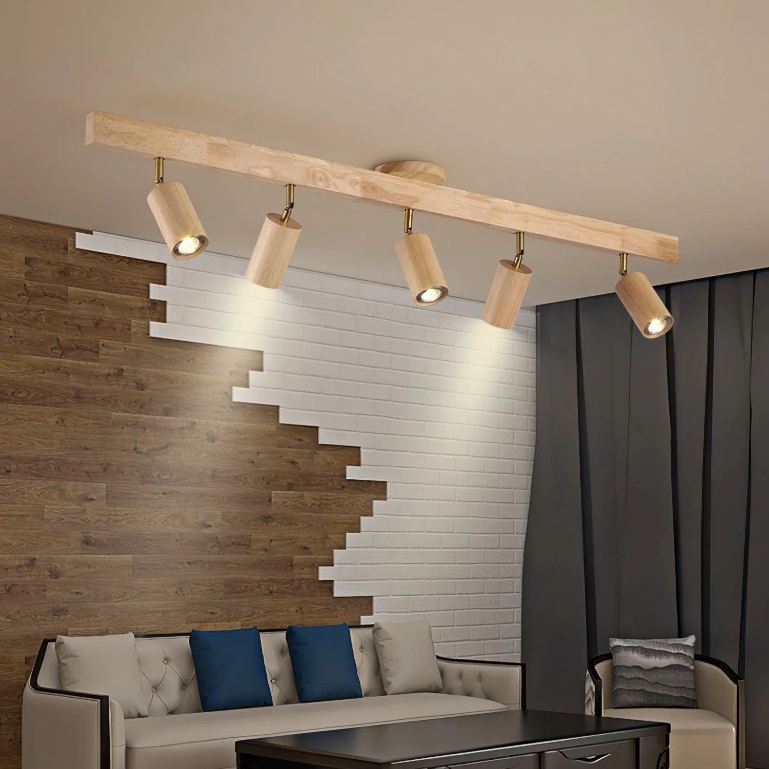 Ceiling Track Light Wood Adjustable LED 5.0 W 100.0 cm Living Room Kitchen Hallway Focused Lighting | Thomler