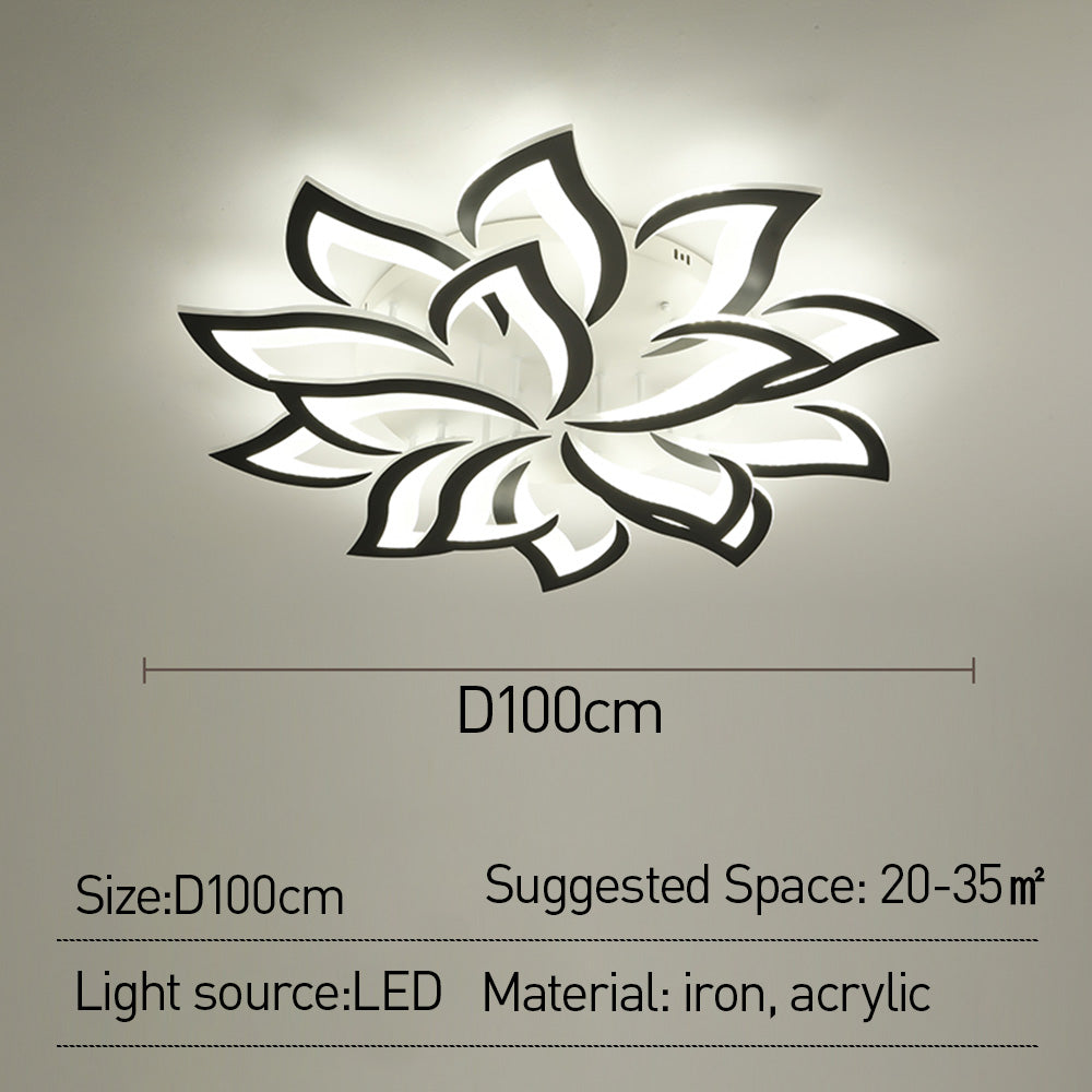 Ceiling Lamp Metal Acrylic 55.0 cm Black LED Living Room Bedroom Floral Flush Mount Lighting | Thomler