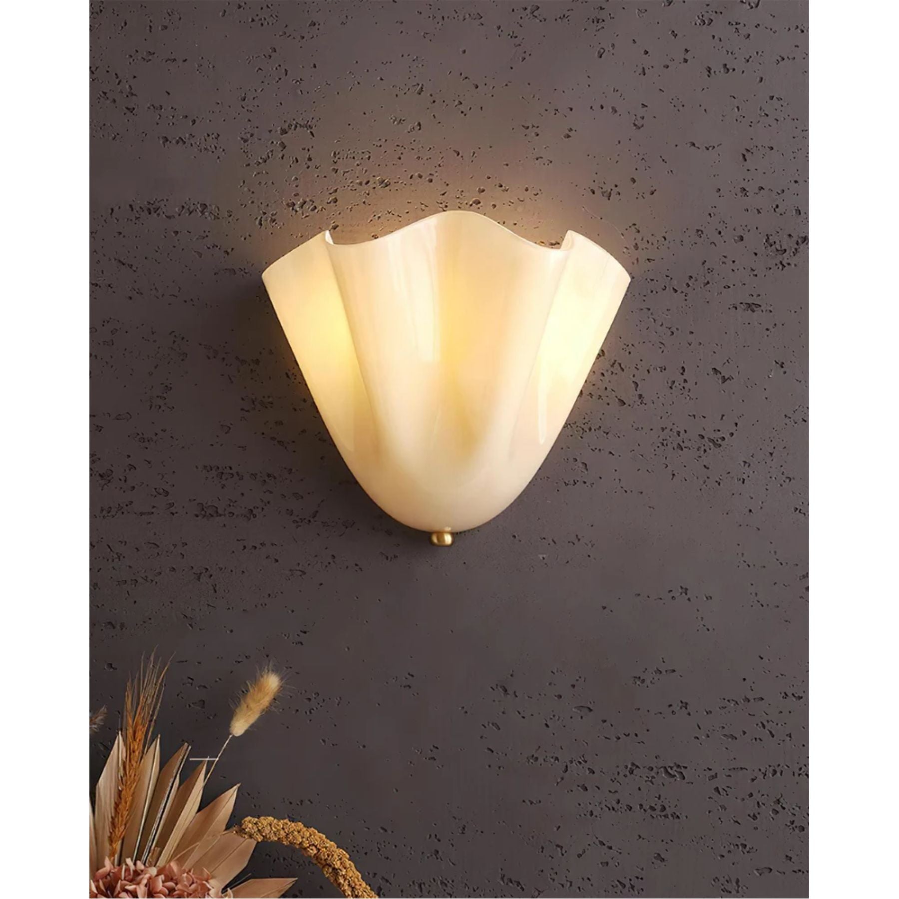 Wall Lamp Glass Folded 2x E27 10W Beige Ambient Bathroom Hallway Living Room Lighting | Thomler
