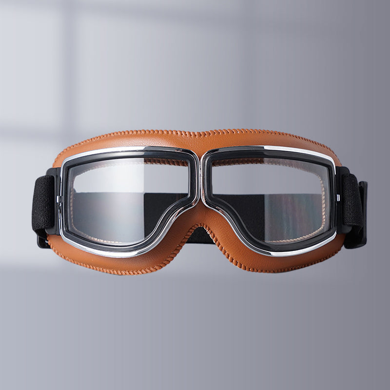 Retro Motorcycle Goggles with Adjustable Strap, UV Protection & Impact-Resistant Polycarbonate Lens for Riding, Cycling & Outdoor Use | Thomler