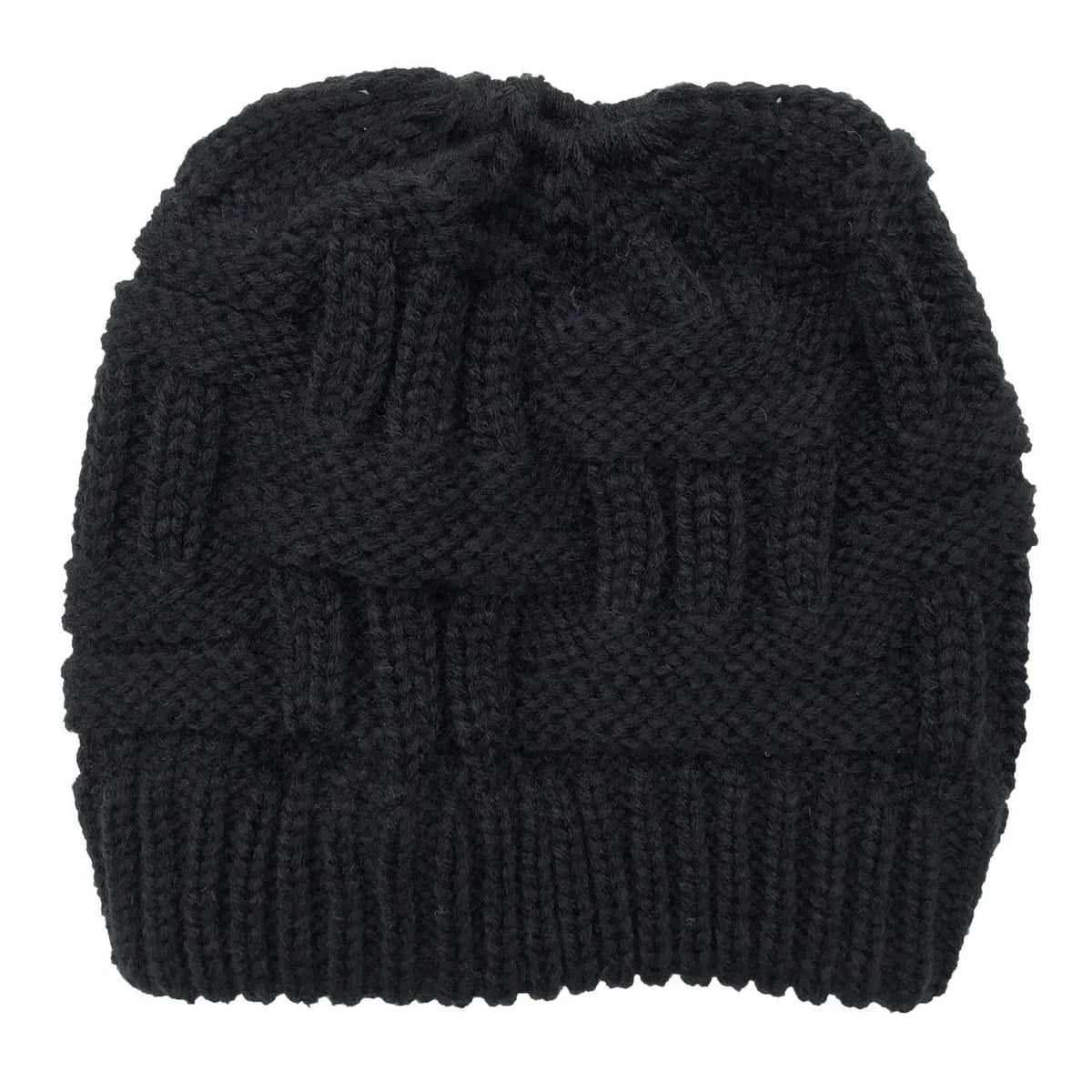 Cable-Knit Winter Beanie with High-Ponytail Opening for Active Women – Stretchy Acrylic Wool Design, Soft & Warm for Workouts, Daily | Thomler