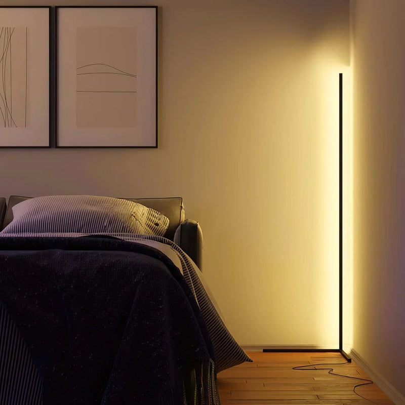 Modern RGB LED Floor Lamp with Remote | Adjustable Warm White & Color Changing Standing Light for Living Room Corner & Home Ambiance | 24W | Thomler