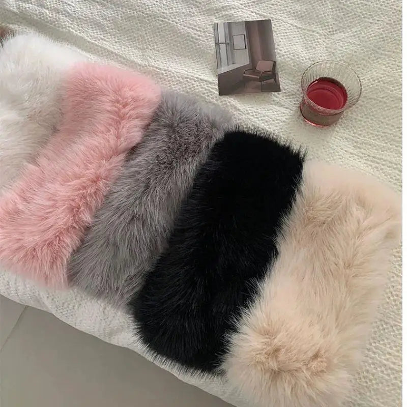 Plush Winter Ear Warmer Band – Soft Vegan Fur Headwrap for Cold Weather, Stretchy Comfort Fit, Multiple Colors, Women's Fashion Accessory | Thomler
