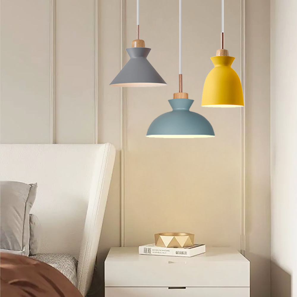 Pendant Light Wood 11 in E27 60W Scandinavian Style Living Room Bedroom Ceiling Lamp | Thomler