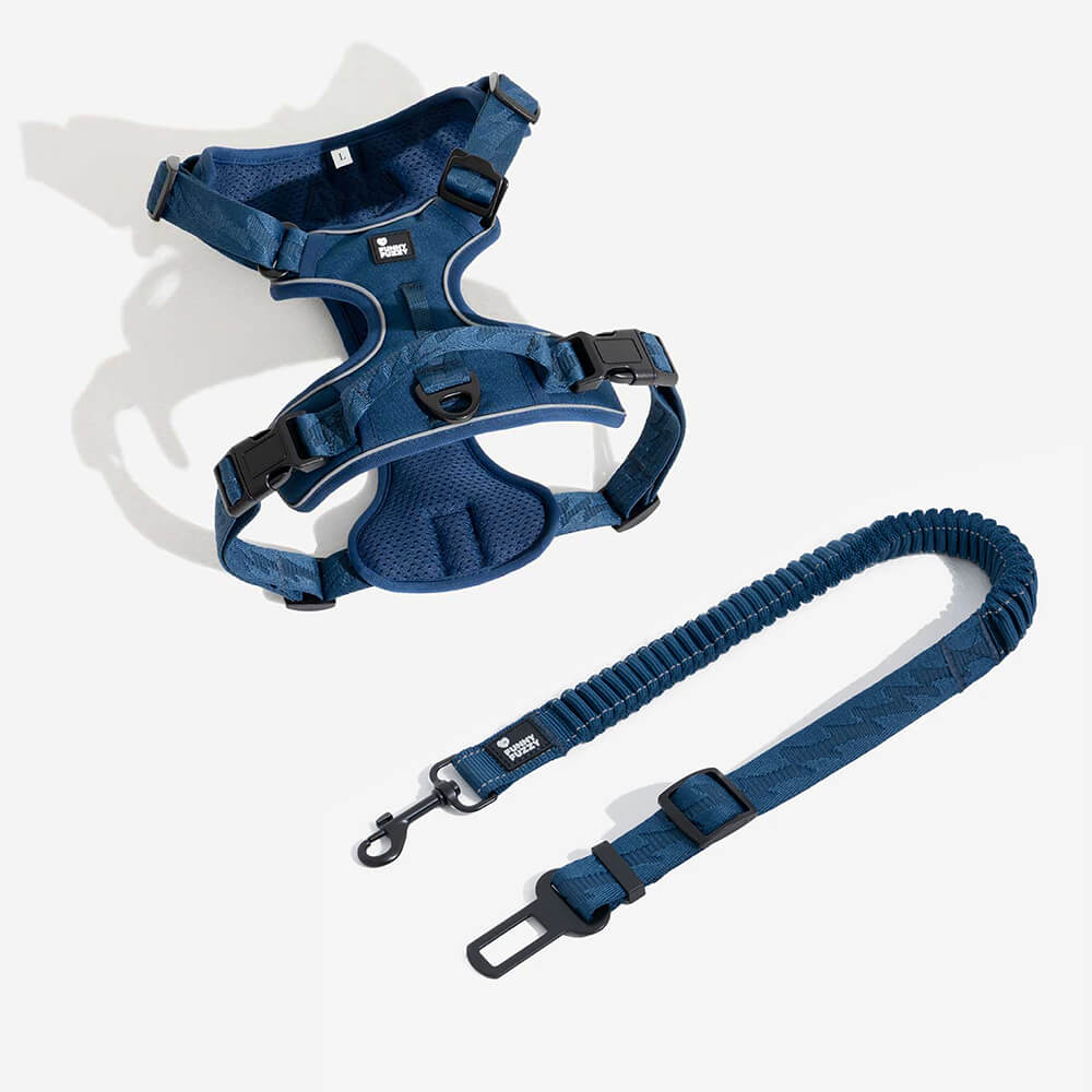 Adjustable Pet Safety Harness Tether for Car Travel with Reflective Strap & Elastic Shock Absorber for Dogs | Thomler