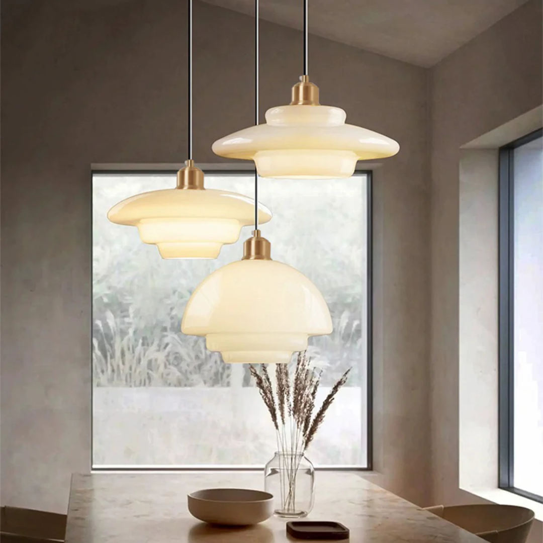 Pendant Light Glass Adjustable 120.0 cm Cream Gold Dining Room Kitchen Island Hanging Ceiling Lamp | Thomler