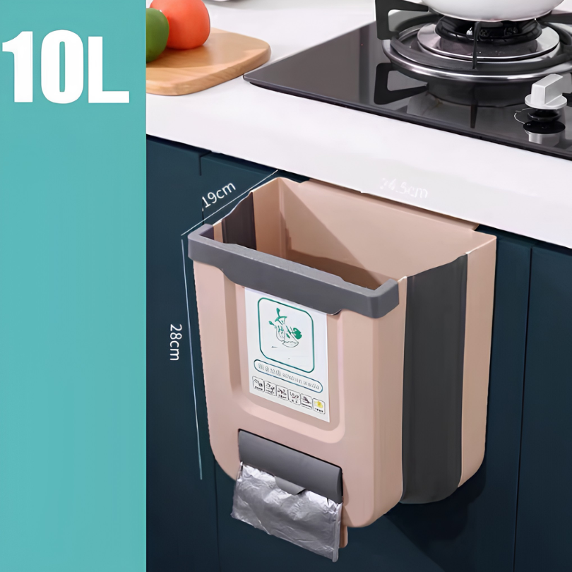 Over-Cabinet Door Waste Bin Organizer – Space-Saving Collapsible Kitchen Trash Holder for Countertop Prep & Cleanup | Thomler