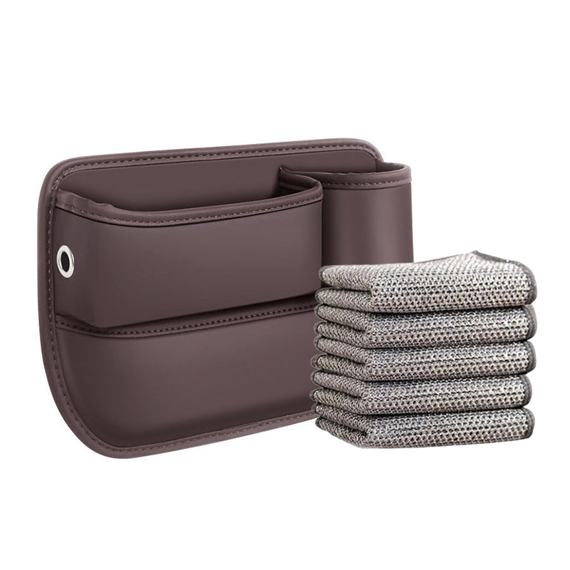 Car Seat Gap Organizer Faux Leather Storage Caddy with Charging Port for Center Console Driver Passenger Side Vehicle Accessories | Thomler