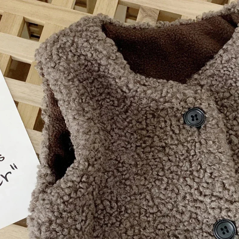 Plush Faux Shearling Vest for Toddlers & Preschoolers – Cozy Sleeveless Jacket for Boys & Girls Ages 1-6 | Thomler