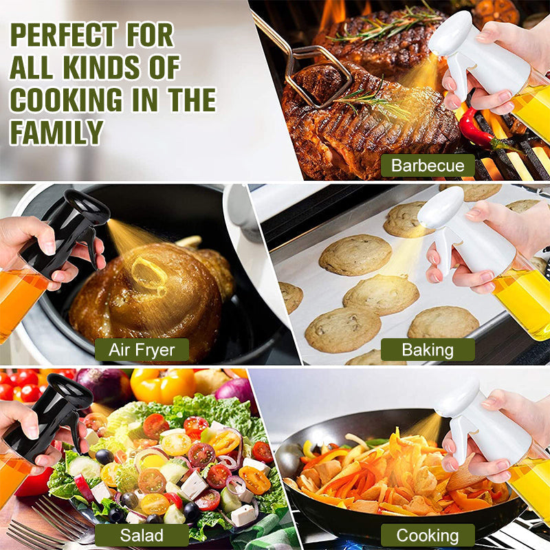 Pressurized Cooking Oil Mister with Fan Spray Nozzle for Grilling, Baking & Air Frying | Refillable Kitchen Oil Sprayer | Thomler