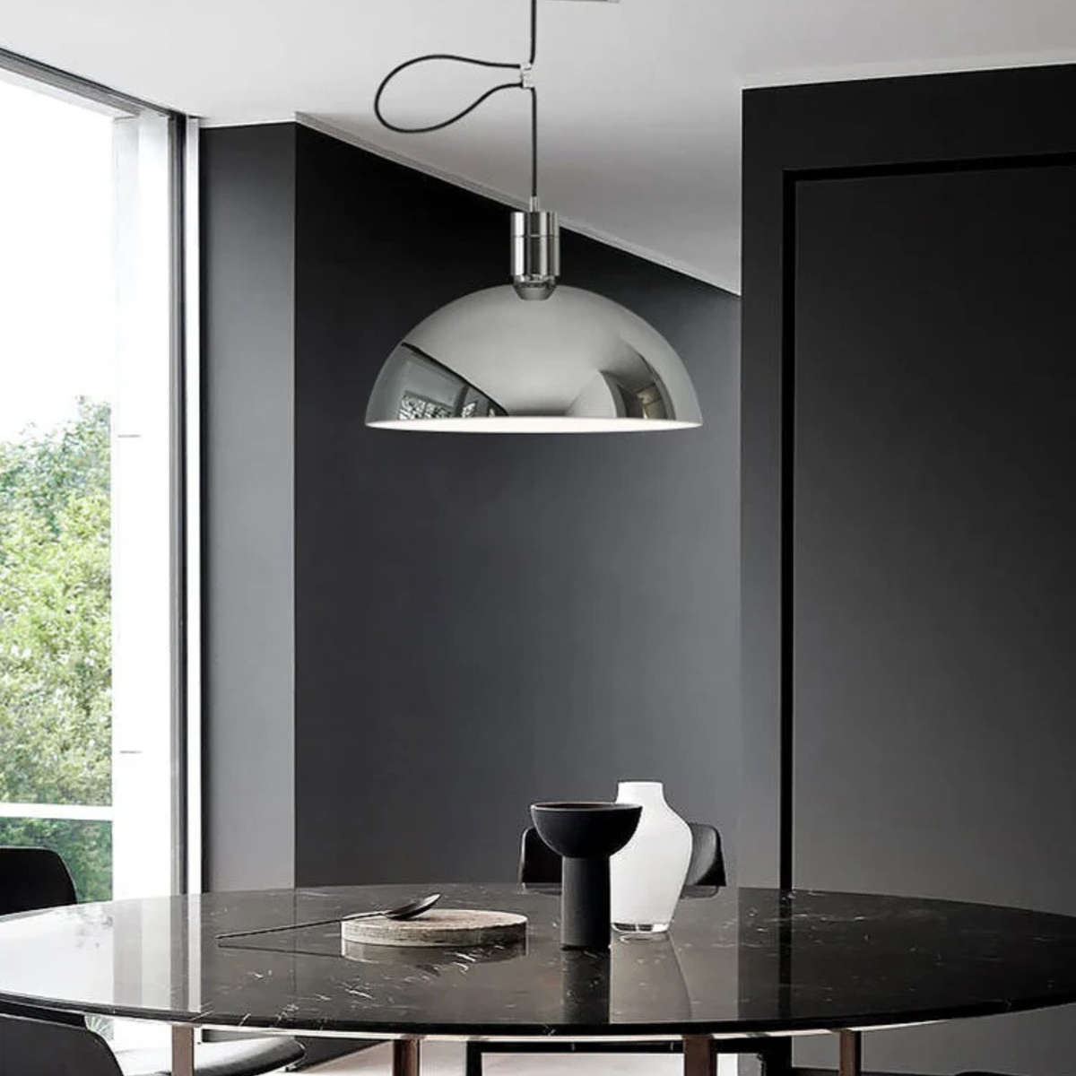 Articulating Chrome Pendant with Retractable Arm – Island & Studio Light | Thomler