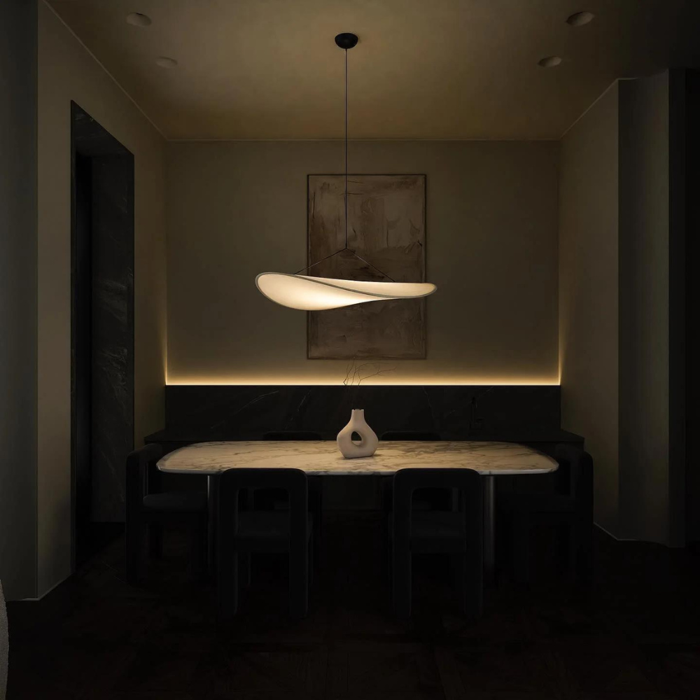 Pendant Light Handwoven Silk Shade Up To 80.0 cm White Dining Room Bedroom Japandi Scandinavian Hanging Ceiling Lamp | Thomler