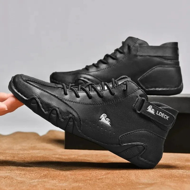 Men's Waterproof High-Top Sneakers with Elastic Slip-On Design - Durable Rubber Sole Boots for Street Style & All-Weather Wear | Thomler