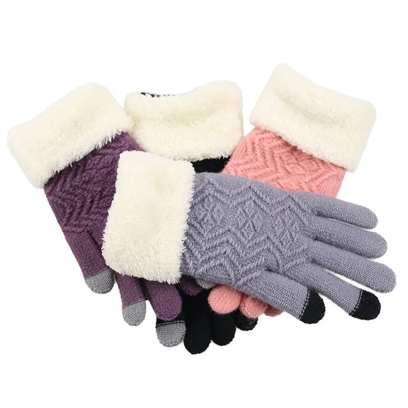 Touchscreen Winter Gloves with Fleece Lining – Windproof Knit Design for Cold Weather | Thomler