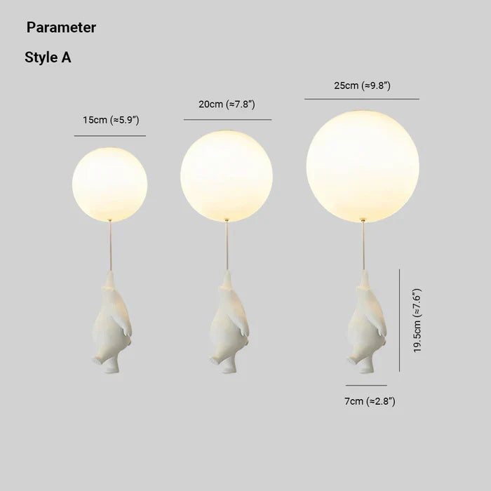 Kids Bear Balloon Ceiling Light Fixture - Whimsical Pendant Lamp for Nursery Bedroom Playroom | Thomler