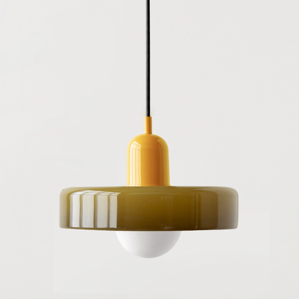 Art Glass Dome Pendant Light Fixture with Adjustable Cord for Kitchen Island Dining Room Bedroom | Modern Round Ceiling Hanging Lamp | Thomler