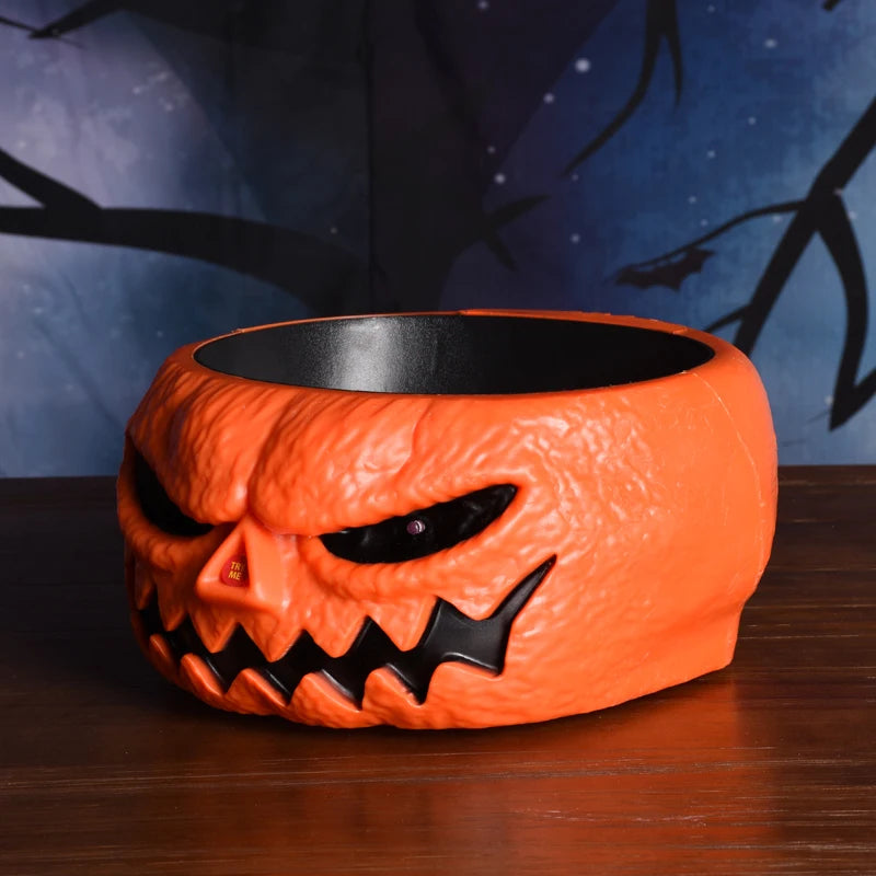 Motion-Sensing Trick-or-Treat Holder with Glowing Eyes & Grabbing Skeleton Arm for Doorstep Decoration | Thomler